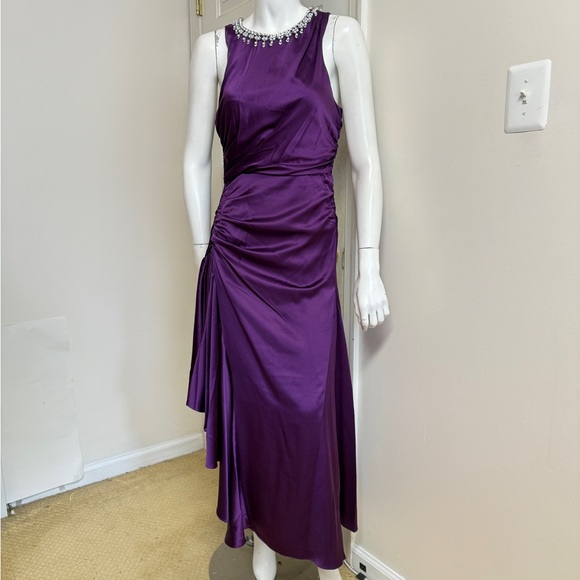 Cinq à Sept Satin Purple Midi Dress - Picture 10 of 12